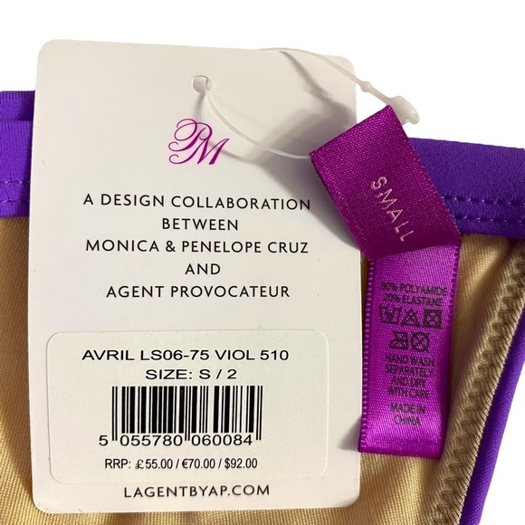 L'Agent by Agent Provacateur Avril Violet Triangle Bikini Top Halter Ties Small - Picture 5 of 12